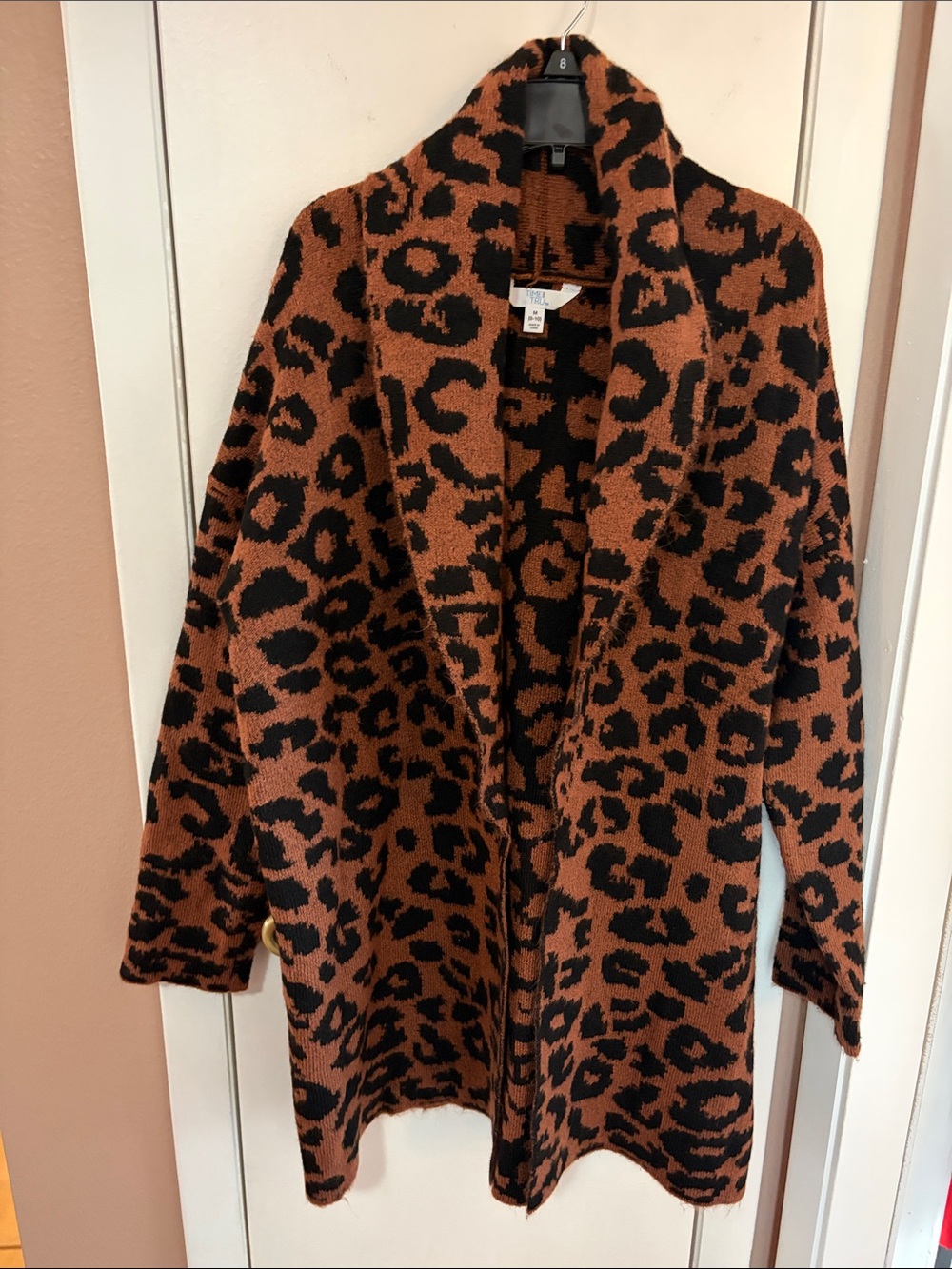 Cozy Open-Front Leopard Cardigan Jacket - Brown/Black